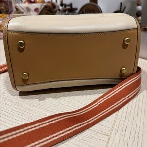 Coach Cream and Tan Crossbody Bag with Gold Hardware